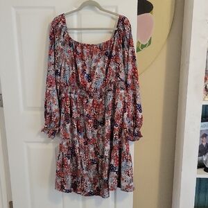 BloomChic Sz18/20 Floral Long elastic Sleeve on off shoulder ruffle skirt Dress